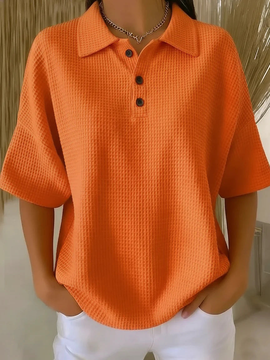 Damen sportliches Poloshirt aus Waffelpiqué