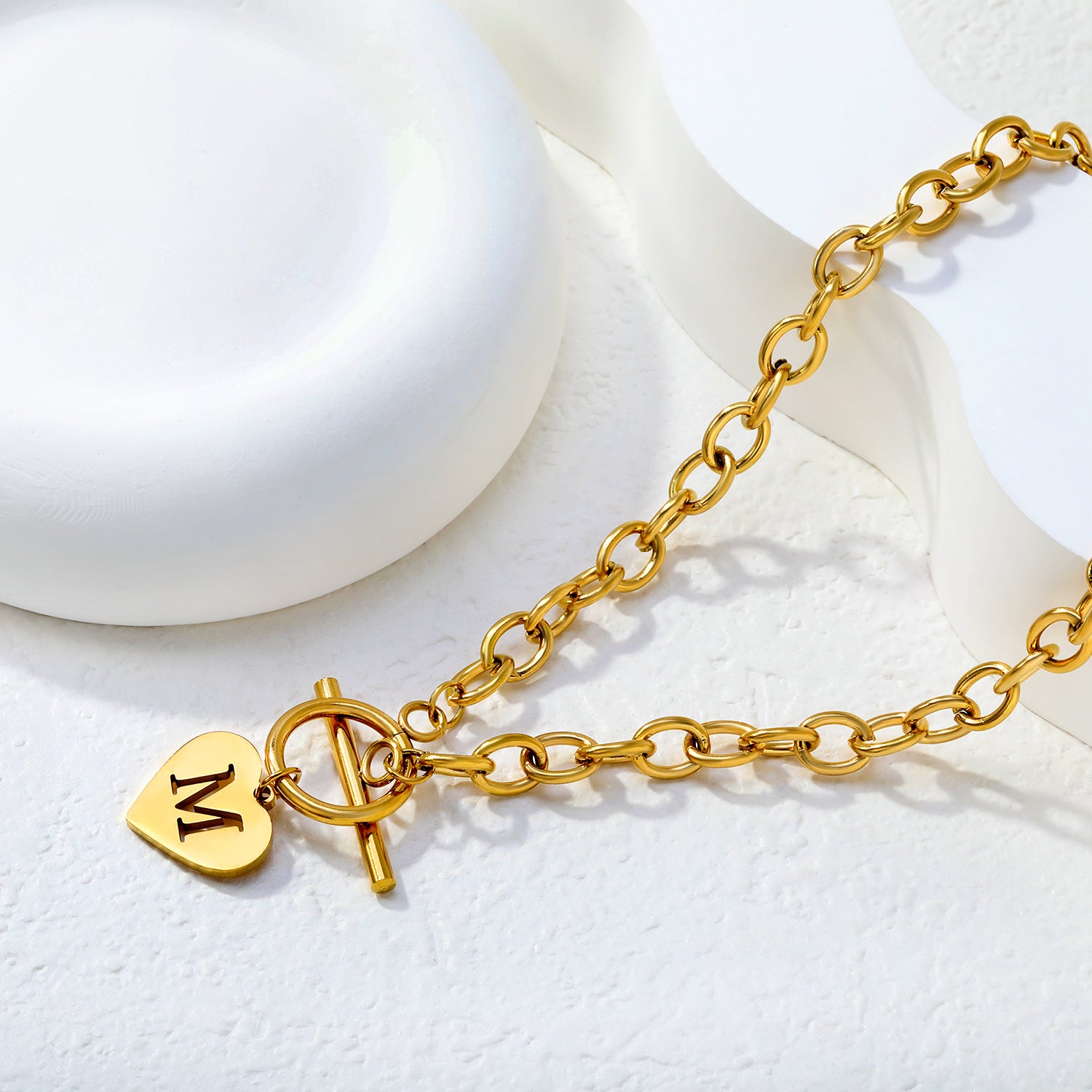Damen Halskette mit herzförmigem Anhänger und einzigartigem Toggleverschluss Shop Nory
