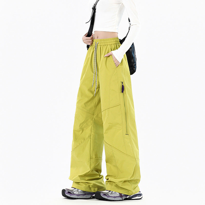 Damen Weite Utility-Cargohose mit elastischem Bund und Reißverschlusstaschen Shop Nory