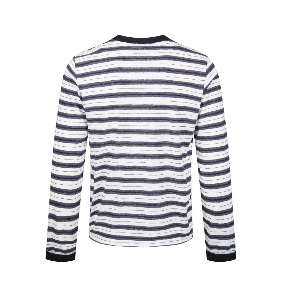 Herren Langarm-Henleyshirt mit gestreifter Struktur und Kontrastkragen Shop Nory