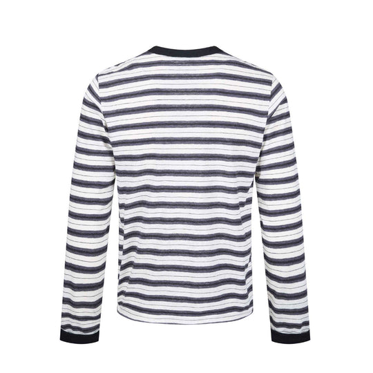 Herren Langarm-Henleyshirt mit gestreifter Struktur und Kontrastkragen Shop Nory