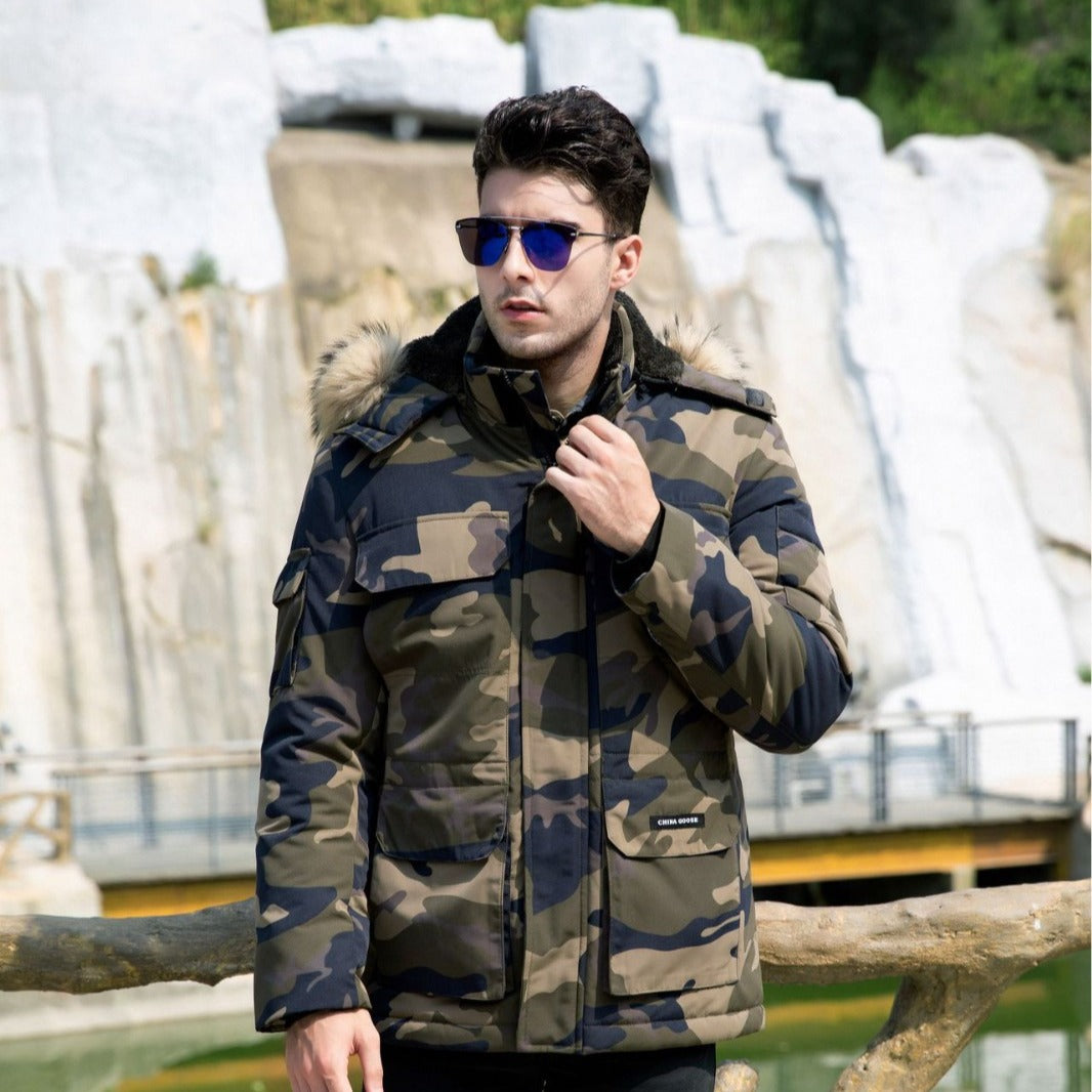 Herren isolierter Field-Parka mit abnehmbarem Kunstfellkragen und Mehrfachtaschen Shop Nory
