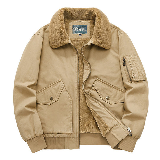 Herren Canvas-Feldjacke mit Teddykragen, wärmender Fütterung und Utility-Taschen Shop Nory