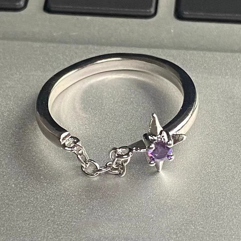 Damen Offener Ring mit beweglichem Anhänger und funkelndem Stein Shop Nory