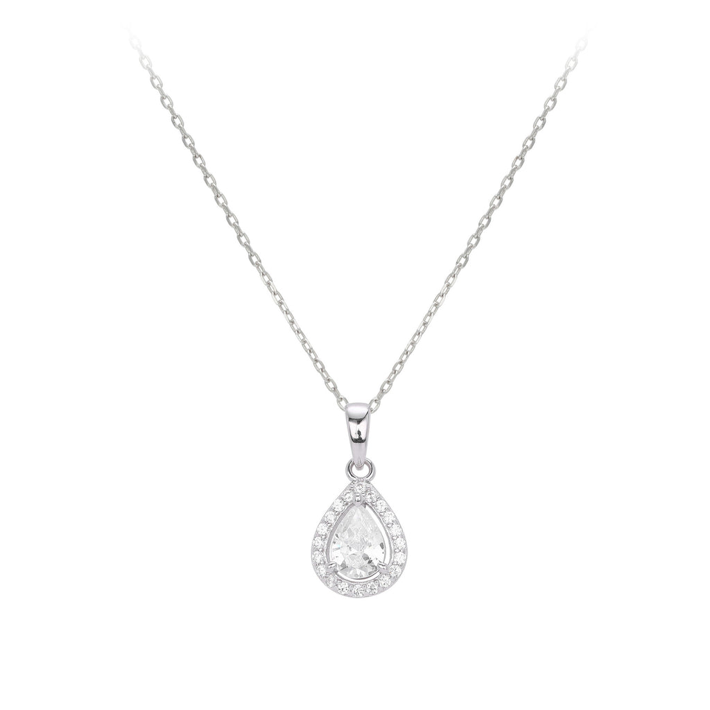 Damen Halskette mit tropfenförmigem Zirkonanhänger aus 925 Sterlingsilber und elegantem Design Shop Nory