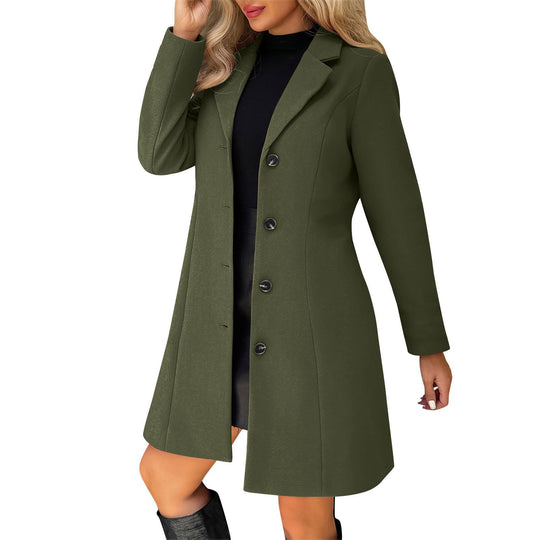Damen Taillierter Kurzmantel mit Reverskragen und verdeckter Knopfleiste Shop Nory