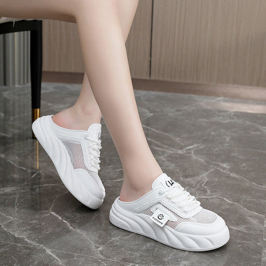 Damen Sneaker Mules mit atmungsaktiven Mesh-Obermaterial und bequemer Dämpfung
