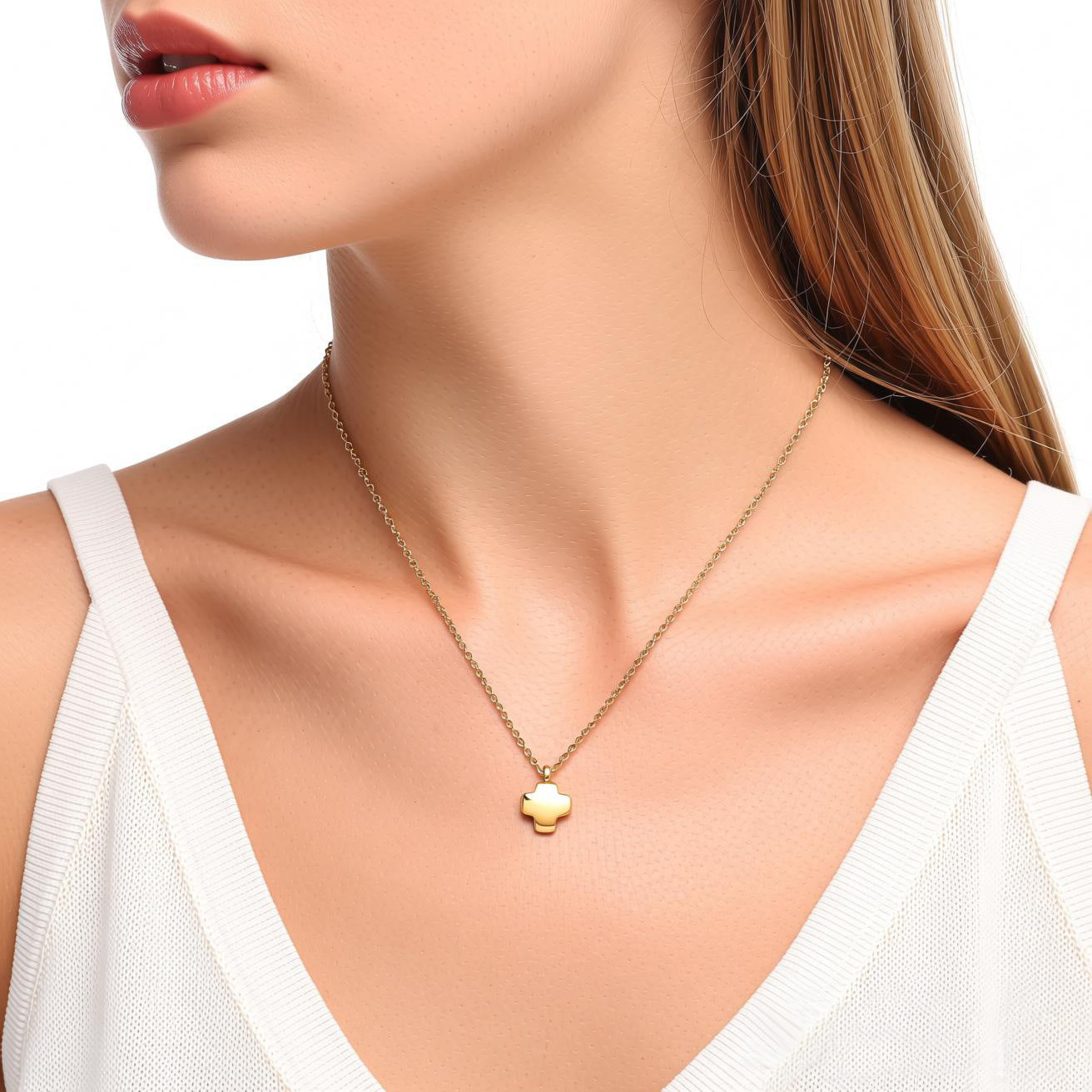 Damen Halskette mit elegantem Kreuzanhänger aus hochwertigem Metall Shop Nory