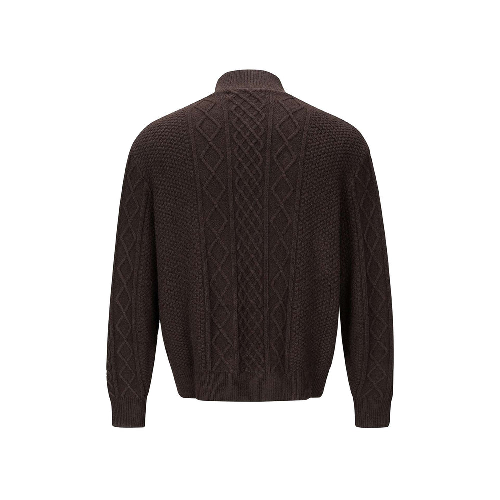 Herren Strickcardigan mit Zopfmuster, Stehkragen und knöpfbarer Front Shop Nory