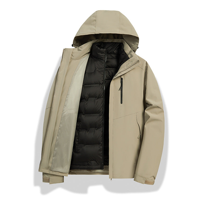 Damen 2-in-1 wasserdichte Winterjacke mit abnehmbarer Daunen-Innenweste Shop Nory