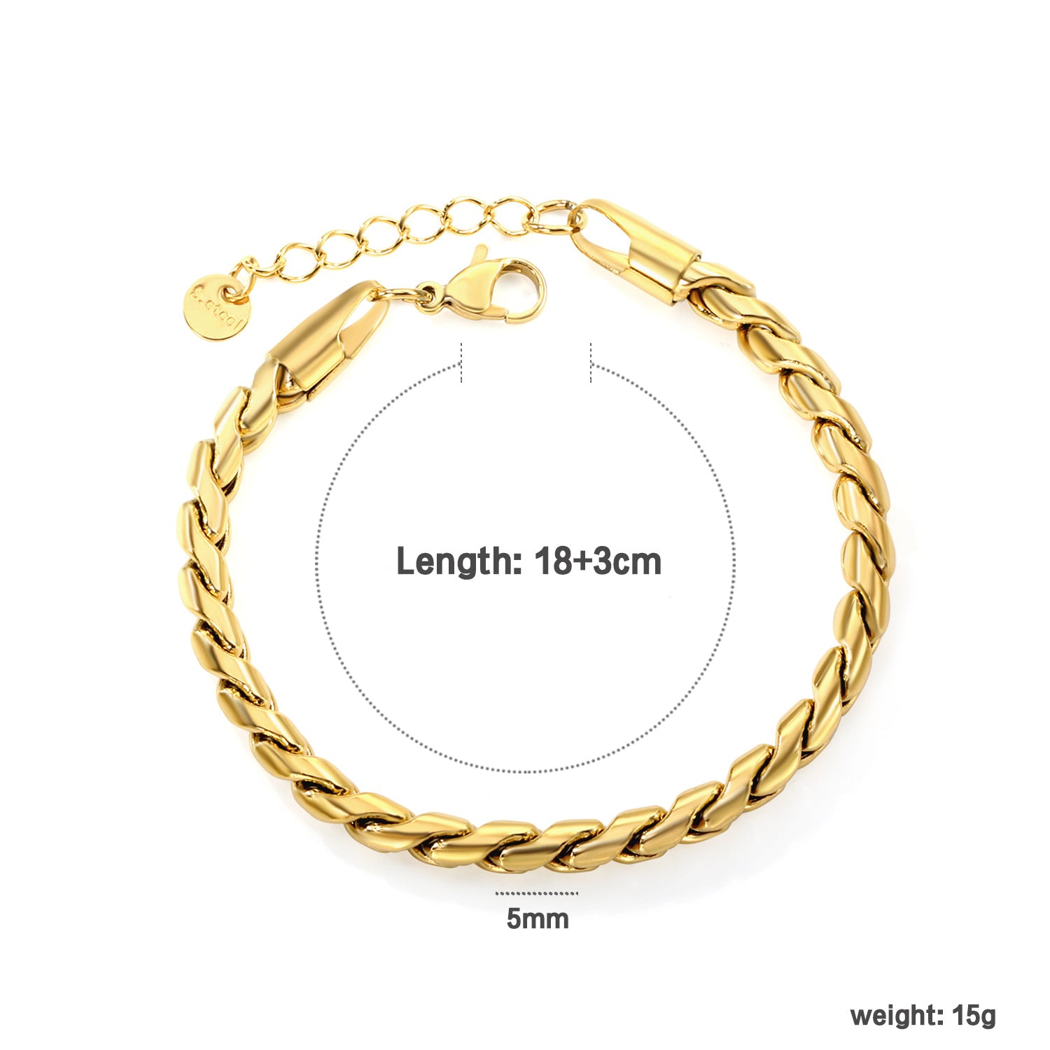 Damen trendiges Gliederarmband aus hochwertigem Edelstahl mit verstellbarem Verschluss Shop Nory