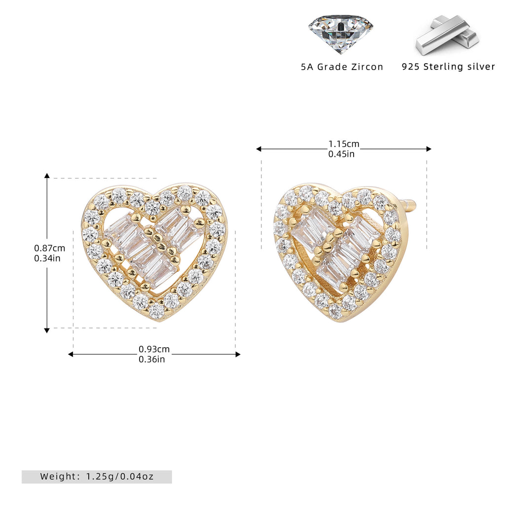 Damen Ohrstecker im romantischen Herzdesign mit funkelnden Zirkonia und 925 Sterling Silber Shop Nory