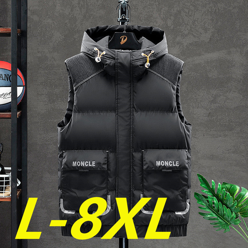 Herren Wattierte Kapuzen-Steppweste mit Frontklappentaschen und elastischem Saum Shop Nory
