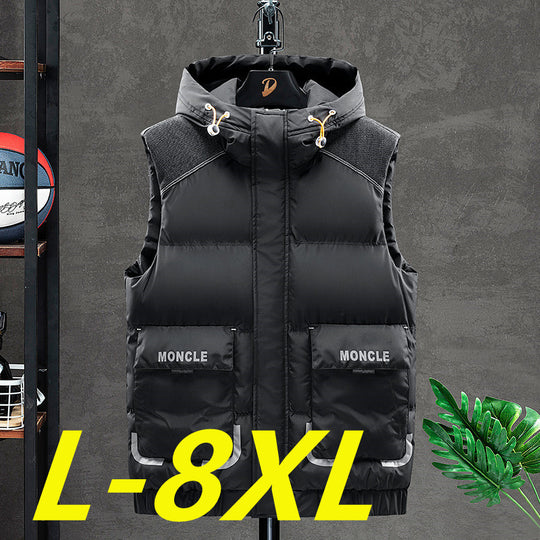 Herren Wattierte Kapuzen-Steppweste mit Frontklappentaschen und elastischem Saum Shop Nory