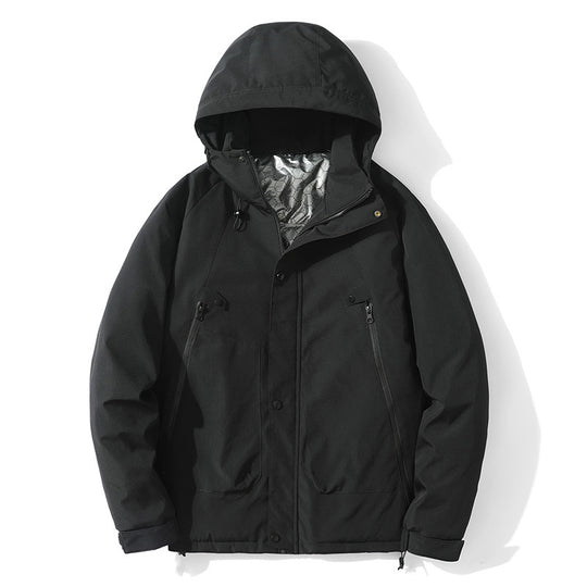 Herren Leichte Kapuzenjacke aus Softshell mit Thermofutter und minimalistischen Reißverschlusstaschen Shop Nory