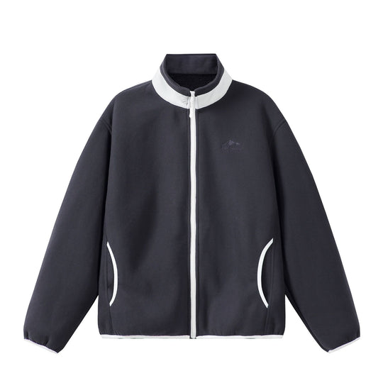 Unisex Oversize Fleece-Zipjacke mit Stehkragen und Kontrastpaspel Shop Nory
