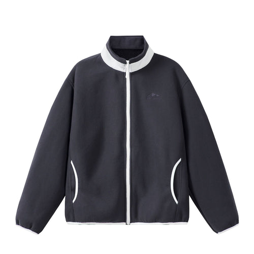 Unisex Oversize Fleece-Zipjacke mit Stehkragen und Kontrastpaspel Shop Nory