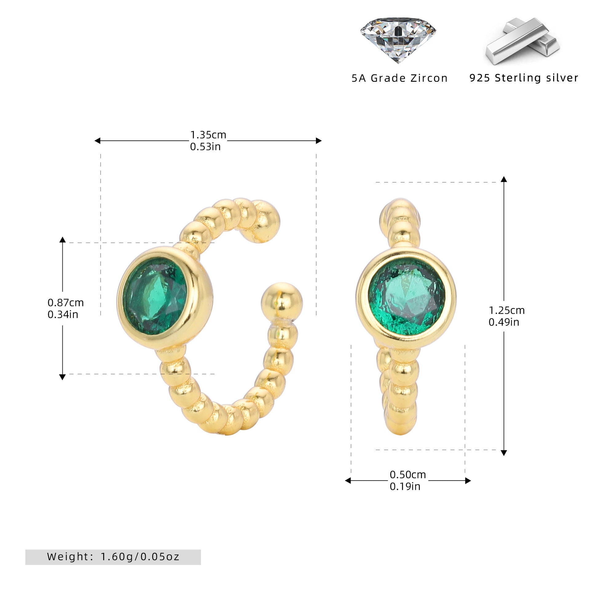 Damen Ohrhänger mit buntem Zirkon und geschwungenem Design Shop Nory
