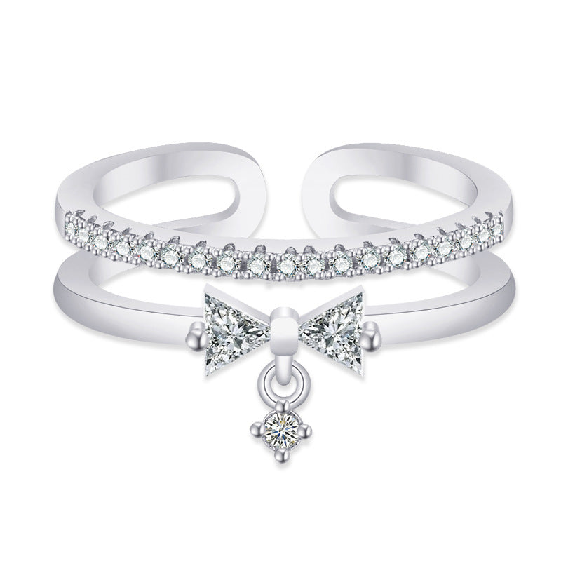 Damen Offener Ring mit funkelndem Schleifendetail und hochwertigem Zirkonia-Besatz Shop Nory