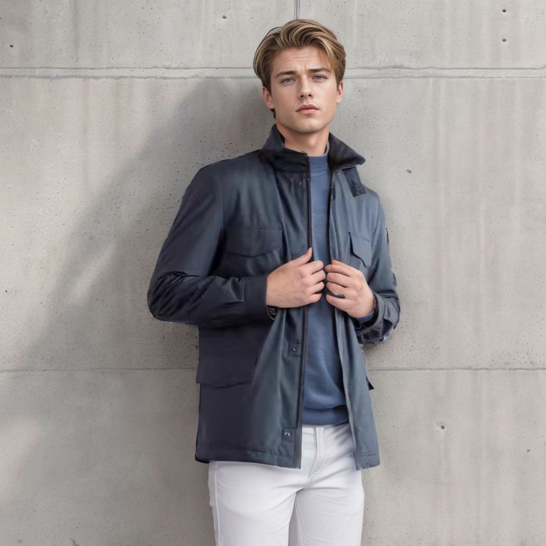 Herren nan leichte Baumwoll-Feldjacke mit aufgesetzten Taschen und Schulterklappen Shop Nory
