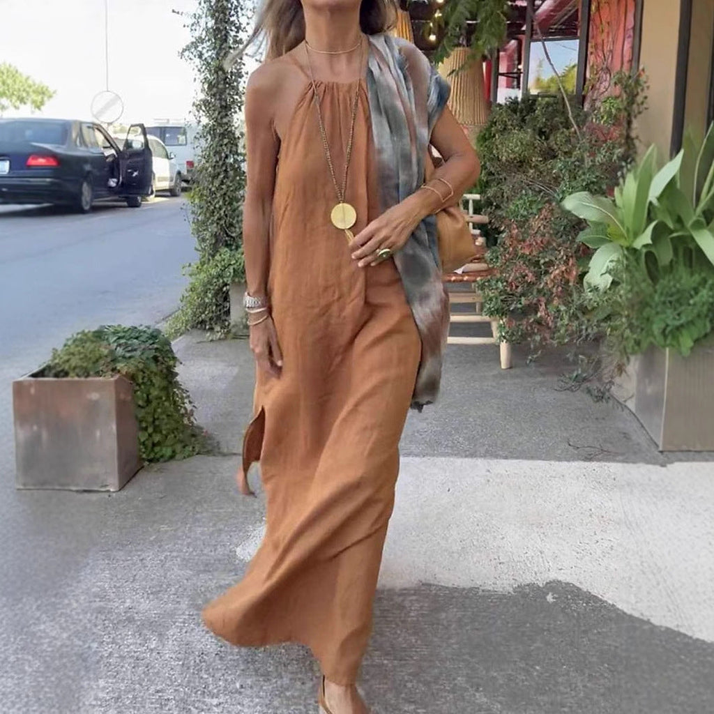 Damen Maxikleid mit Spaghettiträgern und elegantem fließendem Schnitt
