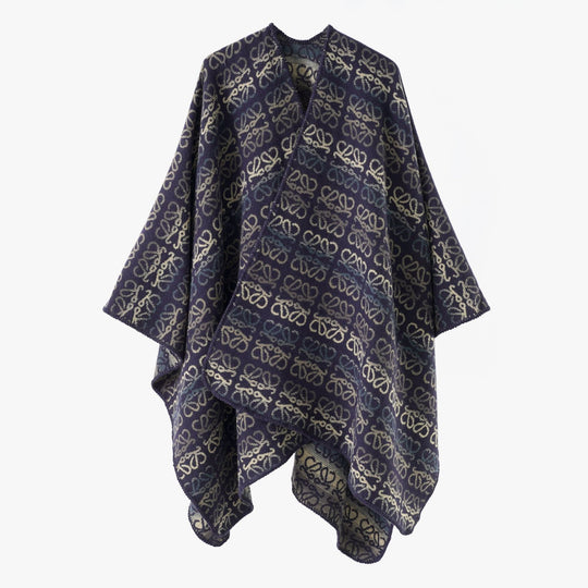 Damen Überwurfcape im Jacquard-Strick mit Allover-Monogramm und weichem Fall Shop Nory