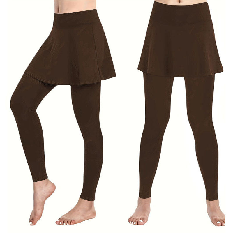 Damen Leggings mit rockähnlicher Einlage und hohem Bund