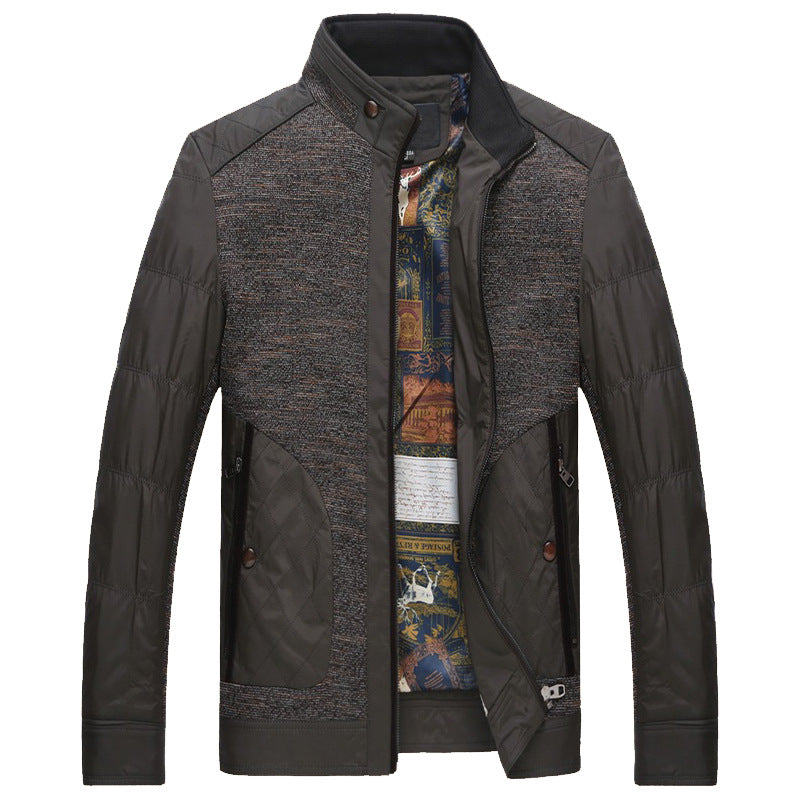 Herren Stepp- und Strickmix-Freizeitjacke mit Stehkragen und gemustertem Innenfutter Shop Nory
