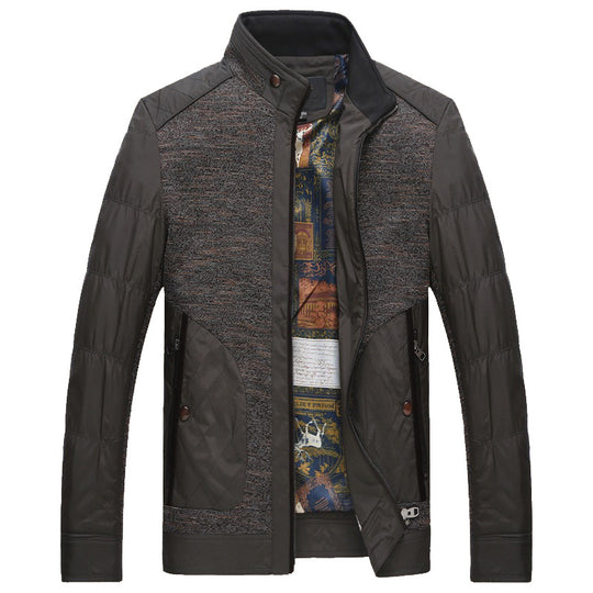 Herren Stepp- und Strickmix-Freizeitjacke mit Stehkragen und gemustertem Innenfutter Shop Nory