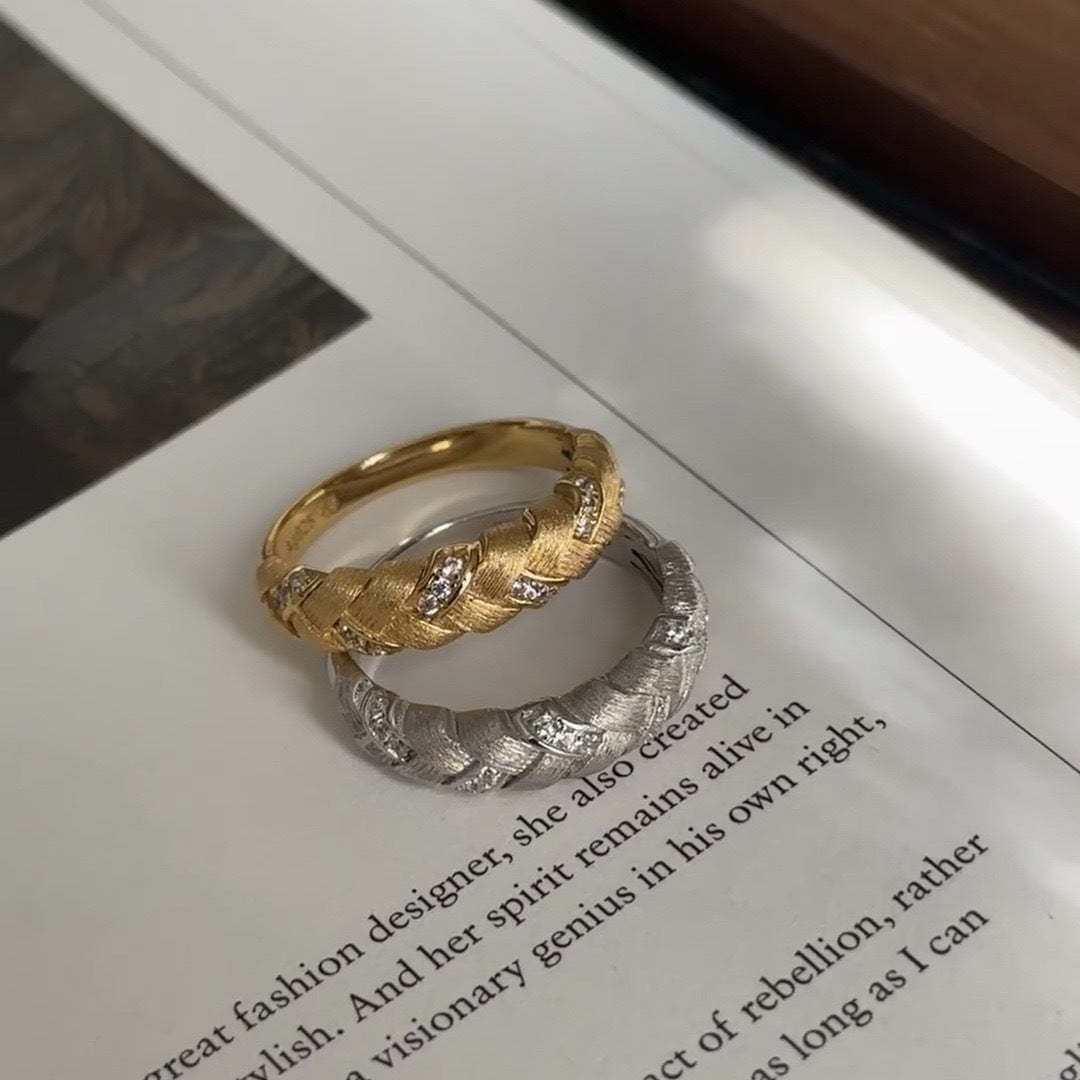Damen geflochtener Ring mit funkelnden Zirkonia Shop Nory