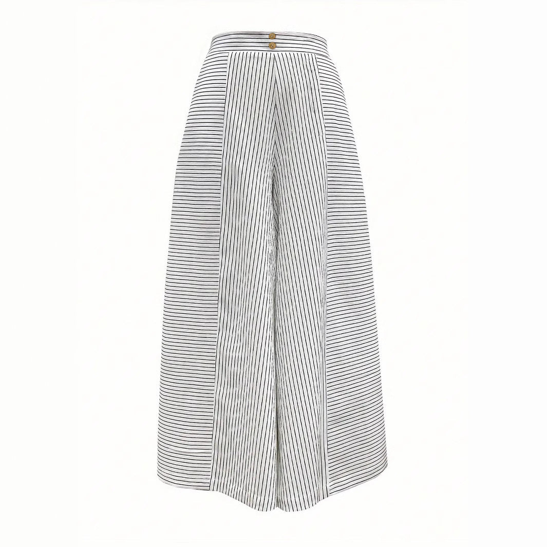 Damen Hochtaillierte Palazzo-Hose mit weitem Bein & Streifen-Detail Shop Nory