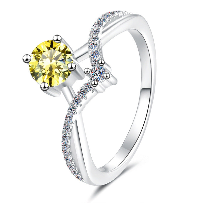 Damen Verlobungsring mit schwarzem Hauptstein und funkelnden Zirkonia-Elementen Shop Nory
