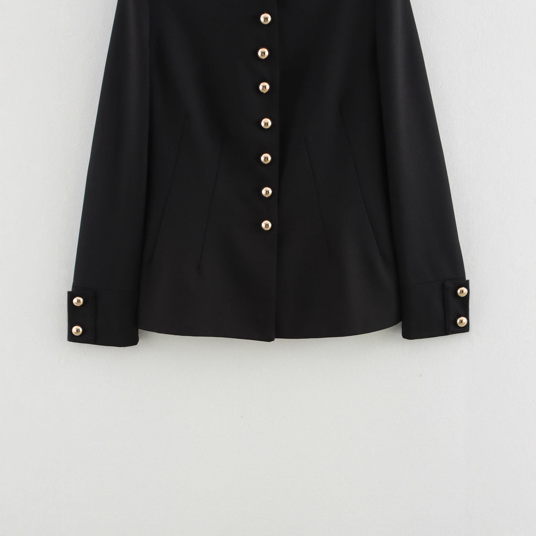 Damen Taillierte Stehkragenjacke mit goldfarbenen Zierknöpfen und formgebenden Teilungsnähten Shop Nory