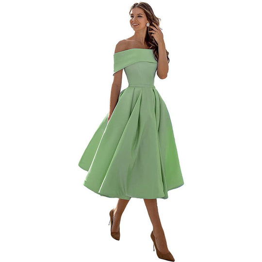 Legere Mode Satin Cocktailkleid Ohne Träger
