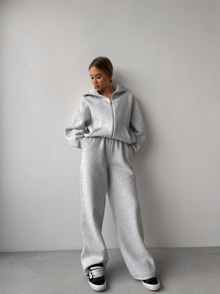 Damen lässiges Kapuzenjacken- und Jogginghosen-Set