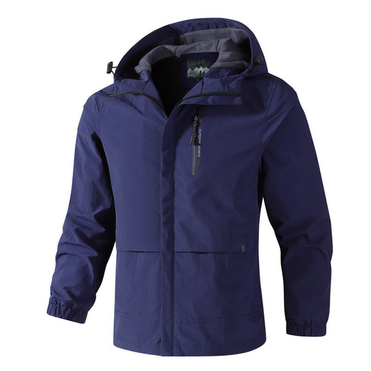 Herren Wasserdichte Softshell-Regenjacke mit Kapuze, Brust-Reißverschluss und Fleece-Innenkragen Shop Nory