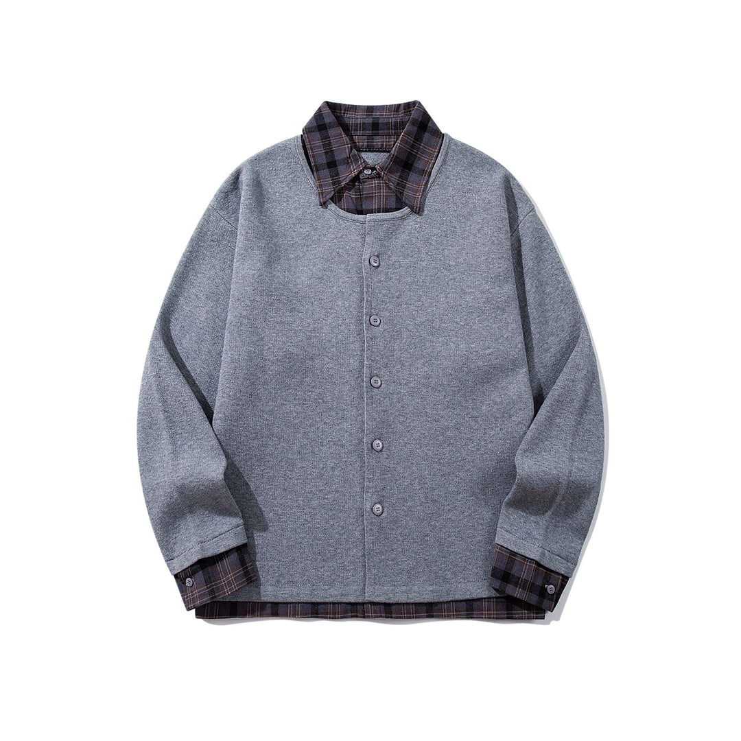 Herren Karierter Flanellhemd-Layer mit offenem Strickcardigan Shop Nory