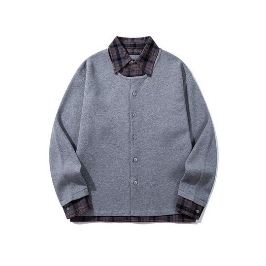 Herren Karierter Flanellhemd-Layer mit offenem Strickcardigan Shop Nory