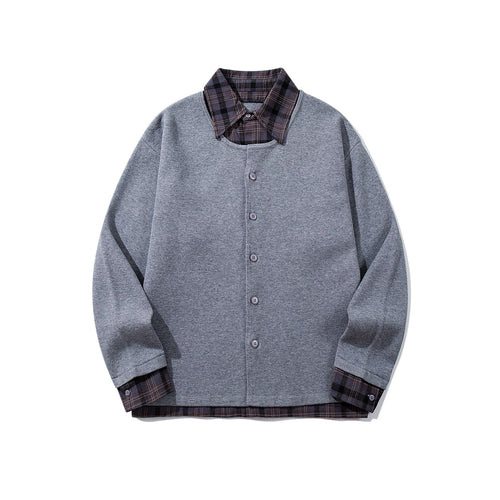 Herren Karierter Flanellhemd-Layer mit offenem Strickcardigan Shop Nory