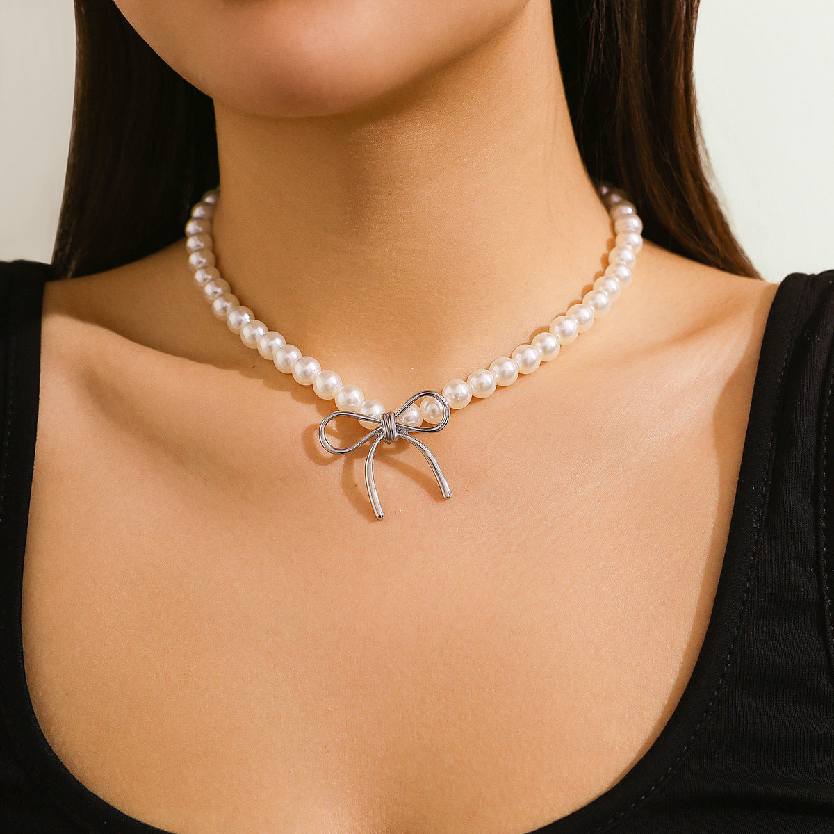 Damen elegante Halskette mit Schleifenmotiv Shop Nory