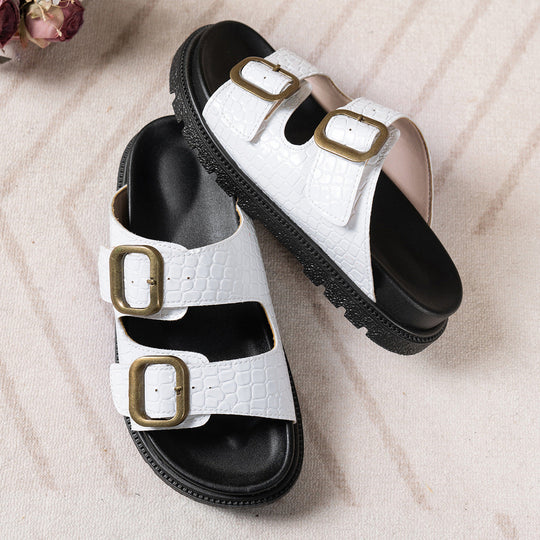 Damen Komfortable Sandalen mit modischen Schnallenapplikationen Shopnory