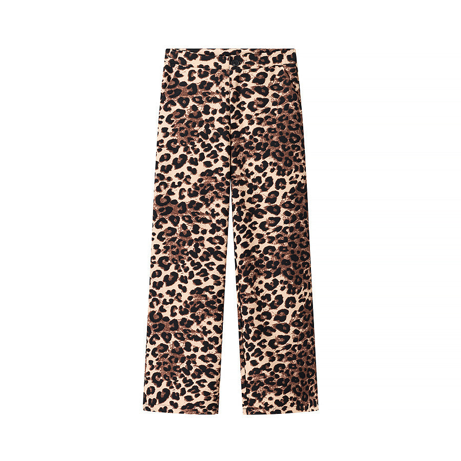 Damen Weite High‑Waist Palazzo‑Hose mit Leopardenmuster und fließendem Fall Shop Nory