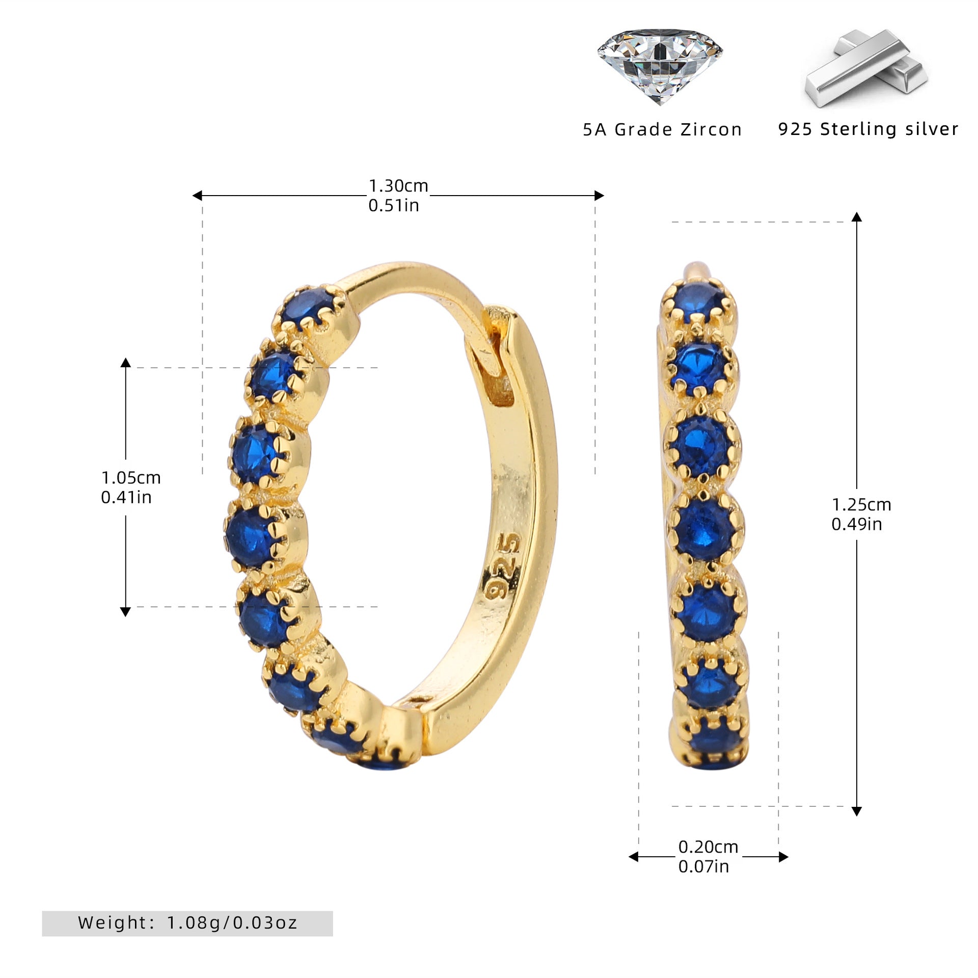 Damen Creolen mit funkelnden Zirkon-Akzenten und hochwertigem 925 Sterling Silber Shop Nory