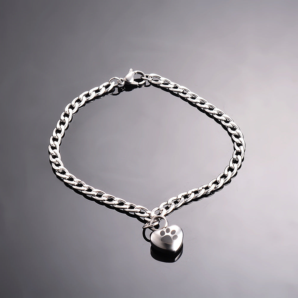 Damen Armband mit Herzanhänger und Pfotenmotiv Shop Nory