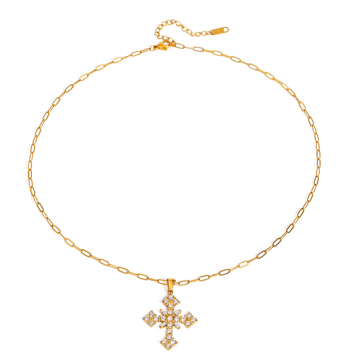 Damen Halskette mit funkelndem Kreuz-Anhänger aus hypoallergenem Edelstahl Shop Nory