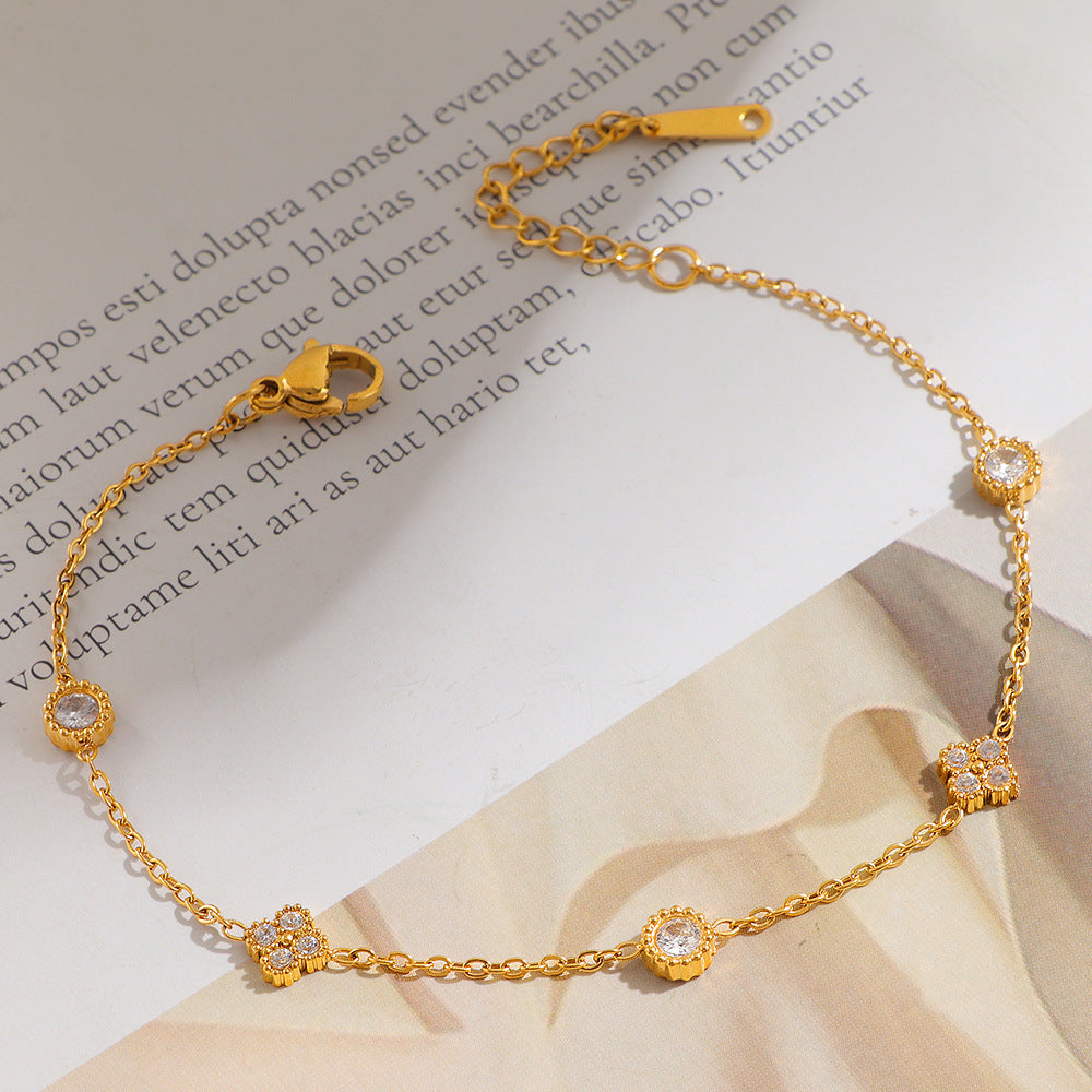 Damen elegante Fußkette mit funkelnden Details Shop Nory