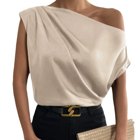 Damen Elegantes, schulterfreies Satinoberteil