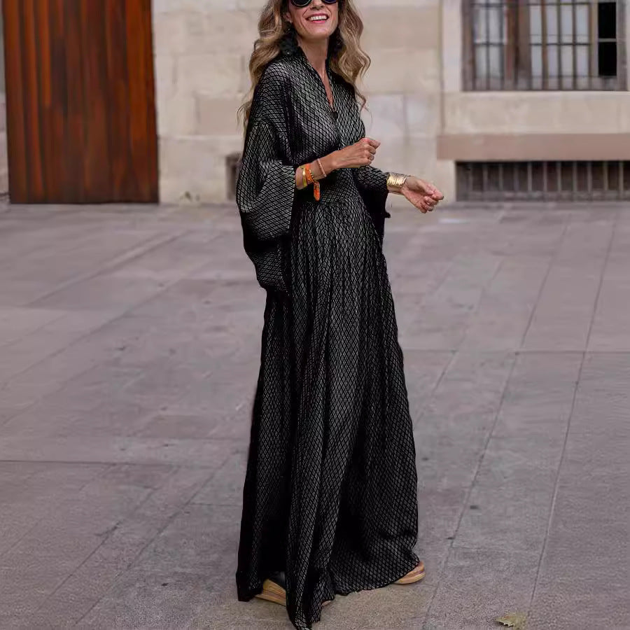Damen Maxikleid mit elegantem Schnitt und weit ausgestellten Ärmeln