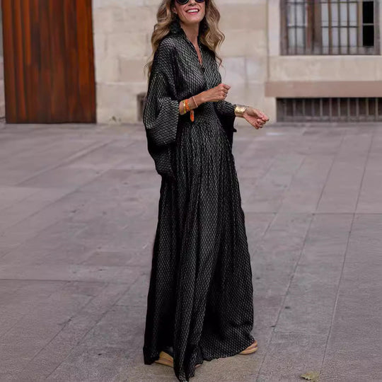 Damen Maxikleid mit elegantem Schnitt und weit ausgestellten Ärmeln