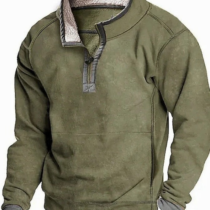 Herren Fleecesweater mit hochgeschlossenem Kragen und praktischem Reißverschluss